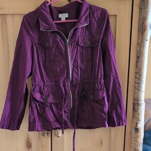 LOFT Purple Utility Jacket with Front Zip